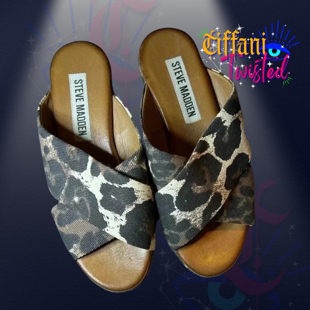 🖤 Steve Madden Leopard Print Platform Wedges | Size 36 | Wild & Chic - Picture 4 of 6